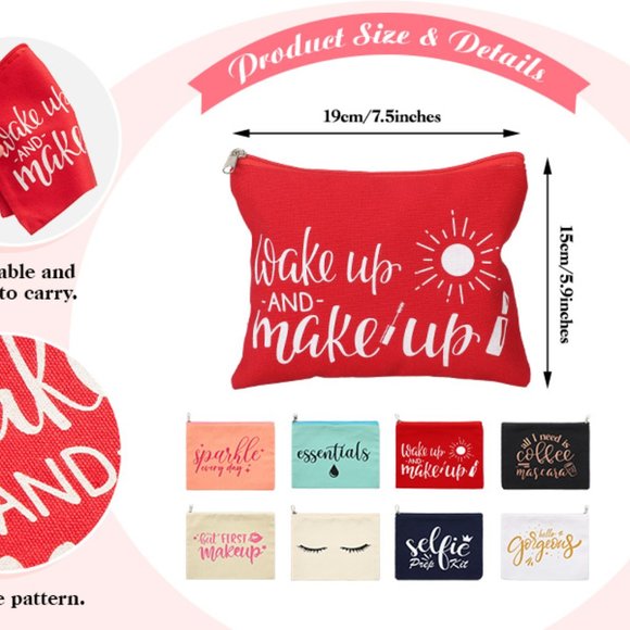 NWOT Blue Cosmetic Bag Fun Style Cute Saying-Selfie Prep Kit - Picture 10 of 13